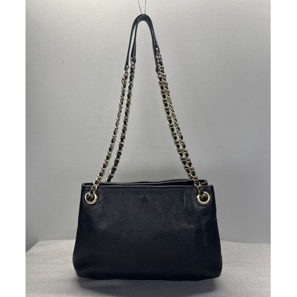 Michael Kors Jet Set Medium Black Pebbled Leather Crossbody Bag - Picture 2 of 11